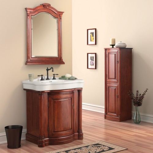 WINGATE RICH CHERRY BATHROOM VANITY WITH VITREOUS CHINA TOP