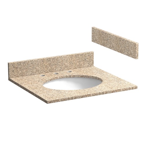 25 INCH WHEAT BEIGE GRANITE VANITY TOP WITH PRE-ATTACHED VITREOUS CHINA SINK
