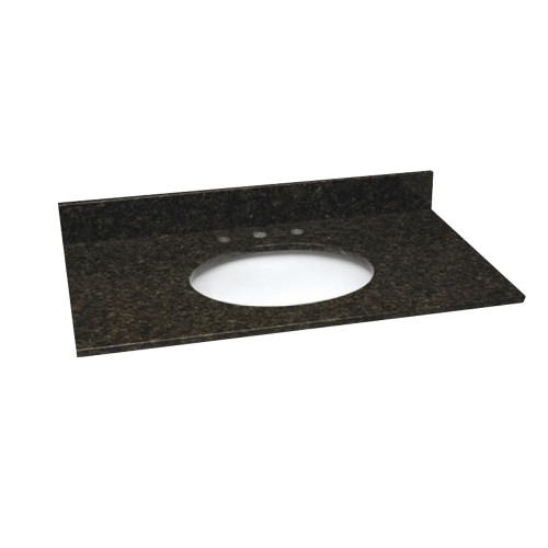 37 INCH UBATUBA GRANITE VANITY TOP WITH PRE-ATTACHED VITREOUS CHINA SINK