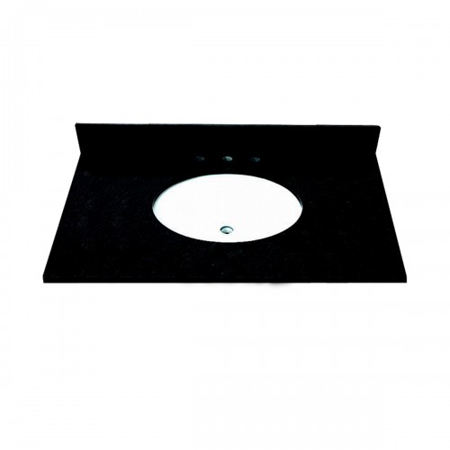 37 INCH ABSOLUTE BLACK GRANITE VANITY TOP WITH PRE-ATTACHED VITREOUS CHINA SINK