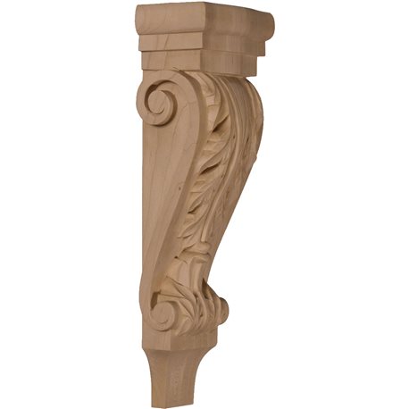 5 1/8"W x 3 3/8"D x 15 1/2"H Medium Acanthus Pilaster Wood Corbel