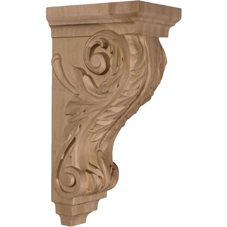 5"W x 7"D x 14"H Large Acanthus Wood Corbel