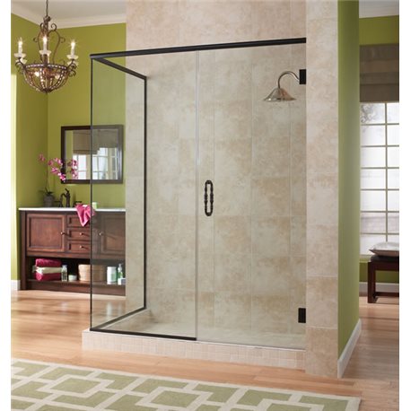 Marina 3/8" Frameless Swing Door with Inline Panel and 90 Degree Return