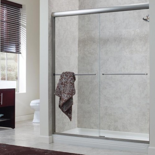65"H Cove 1/4" Frameless Sliding Shower Door- Clear Glass Fits Opening 42" to 46".
