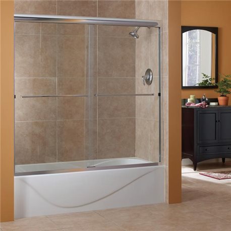 55"H Cove 1/4" Frameless Sliding Tub Door- Rain Glass Fits Opening 54" to 58".