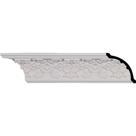 3 1/2"H x 3 1/2"P x 5"F x 95 7/8"L, (6 3/8" Repeat), Rose Crown Moulding