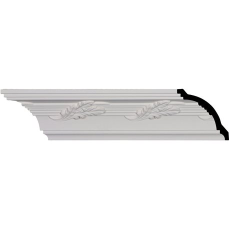 4"H x 4"P x 5 5/8"F x 96"L, (6" Repeat), Leaf Twist Crown Moulding