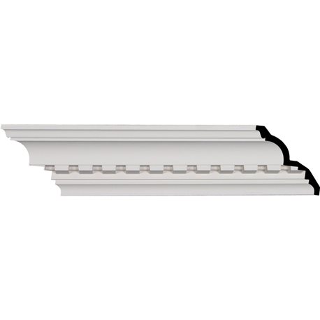 4 3/4"H x 4 1/8"P x 6 3/8"F x 95 7/8"L, (1 5/8" Repeat), Dentil Crown Moulding