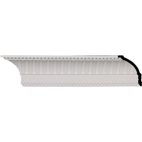 4 3/4"H x 4 1/4"P x 6 1/8"F x 95 7/8"L, (1 1/8" Repeat), Cove Dentil with Bead Crown Moulding