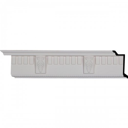 5 3/4"H x 3 7/8"P x 6 3/4"F x 95 3/4"L, (10 5/8" Repeat), Dentil With Bead Crown Moulding