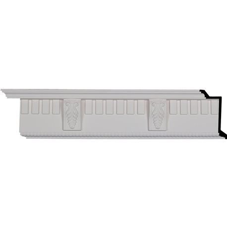 5 3/4"H x 3 7/8"P x 6 3/4"F x 95 3/4"L, (10 5/8" Repeat), Dentil With Bead Crown Moulding