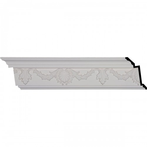 6 1/4"H x 3 3/8"P x 7"F x 96 1/8"L, (16" Repeat), Shell Crown Moulding
