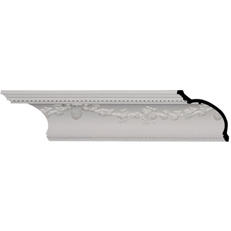 6 3/4"H x 6 7/8"P x 9 5/8"F x 96"L, (19 1/4" Repeat), Floral Swag Crown Moulding