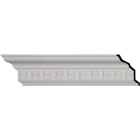 7 1/4"H x 5"P x 8 5/8"F x 95 7/8"L, (2 3/4" Repeat), Nouveau with Bead Crown Moulding