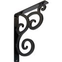 1 1/2"W  x 10"D x 12"H Medway Single, Wrought Iron Bracket, (Single center brace)