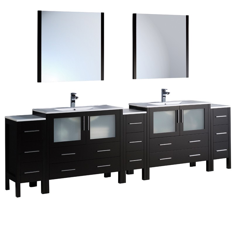 Fresca Torino 108" Espresso Modern Double Sink Bathroom Vanity- Integrated Sinks