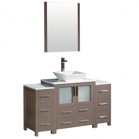 Fresca Torino 54" Gray Oak Modern Bathroom Vanity w/ Vessel Sink