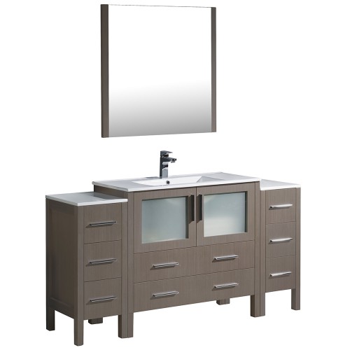 Fresca Torino 60" Gray Oak Modern Bathroom Vanity w/ Integrated Sink