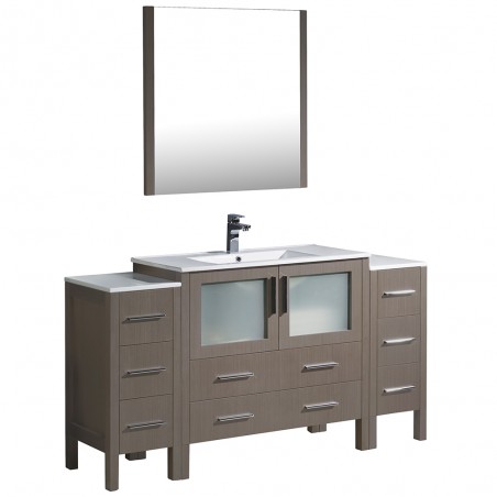 Fresca Torino 60" Gray Oak Modern Bathroom Vanity w/ Integrated Sink