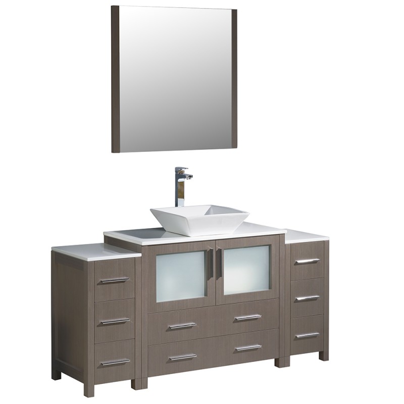 Fresca Torino 60" Gray Oak Modern Bathroom Vanity w/ Vessel Sink