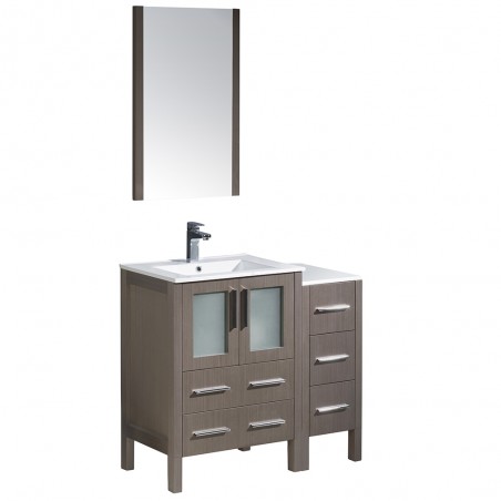 Fresca Torino 36" Gray Oak Modern Bathroom Vanity w/ Integrated Sinks