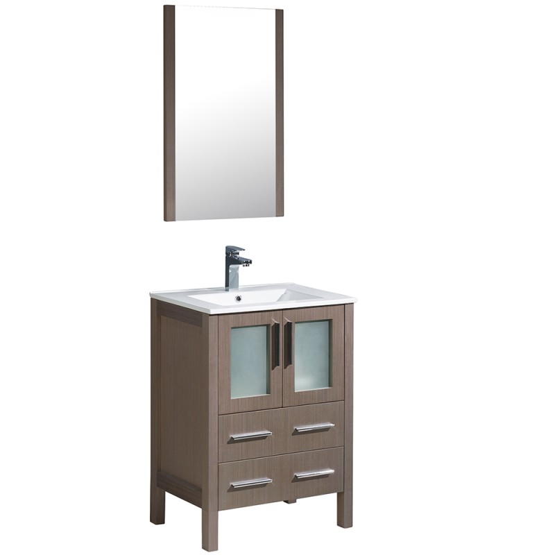 Fresca Torino 24" Gray Oak Modern Bathroom Vanity w/ Integrated Sink