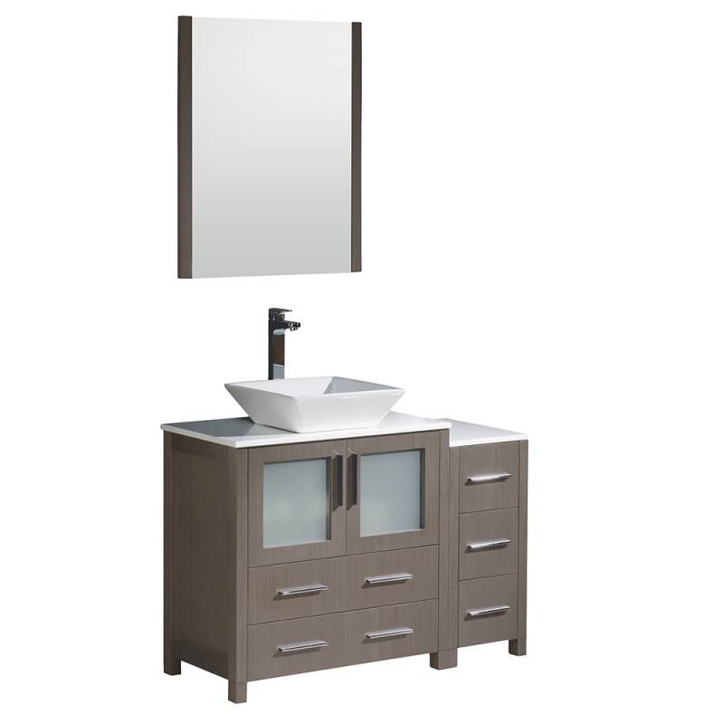 Fresca Torino 42" Gray Oak Modern Bathroom Vanity w/ Vessel Sink