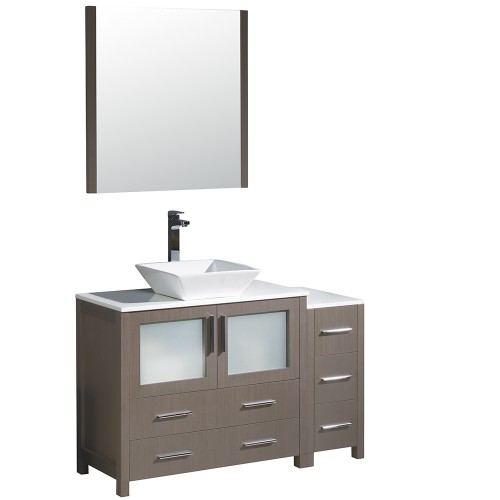 Fresca Torino 48" Gray Oak Modern Bathroom Vanity w/ Vessel Sink