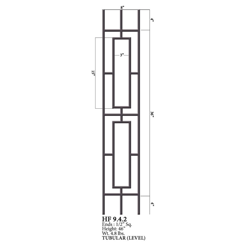 Double Rectangular Level Iron Panel Stain Black