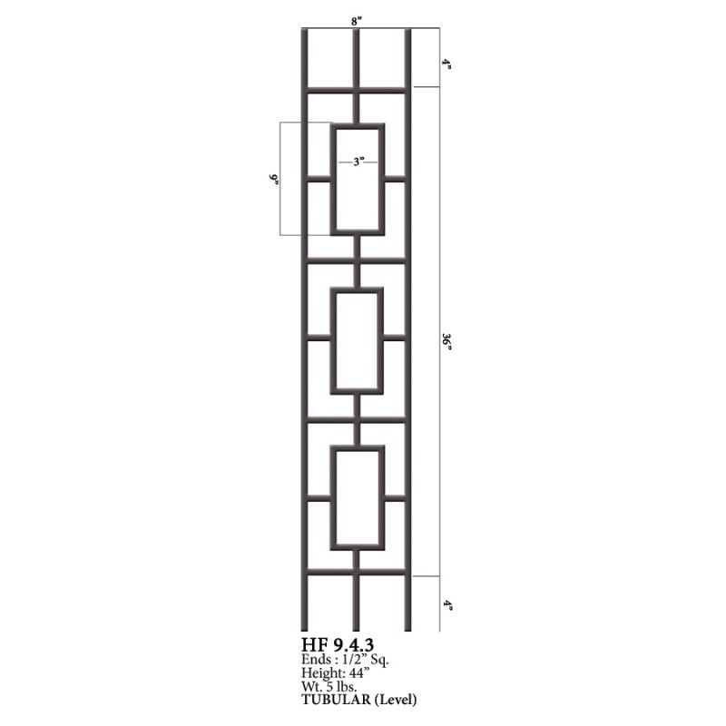 Triple Rectangular Level Iron Panel Stain Black