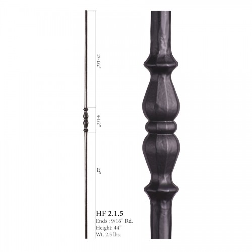 Single Long Decorative Knuckle Round Forged Baluster Satin Black
