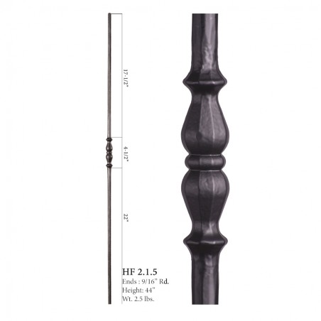 Single Long Decorative Knuckle Round Forged Baluster Satin Black