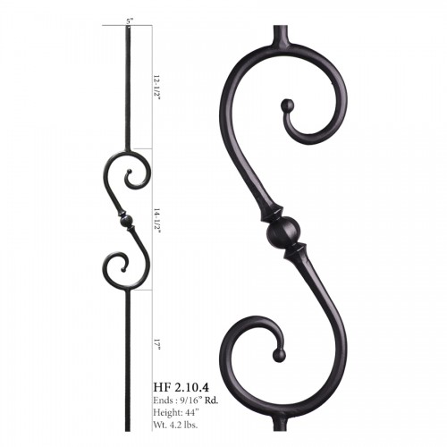 Single Sphere Scroll Round Forged Baluster Raw