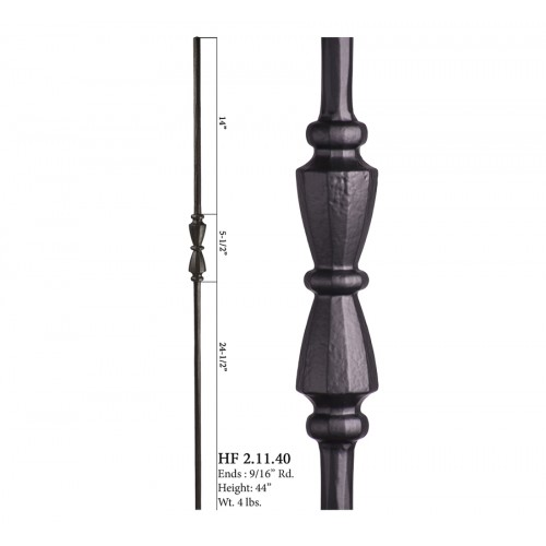 Single Hourglass Round Forged Baluster Satin Black
