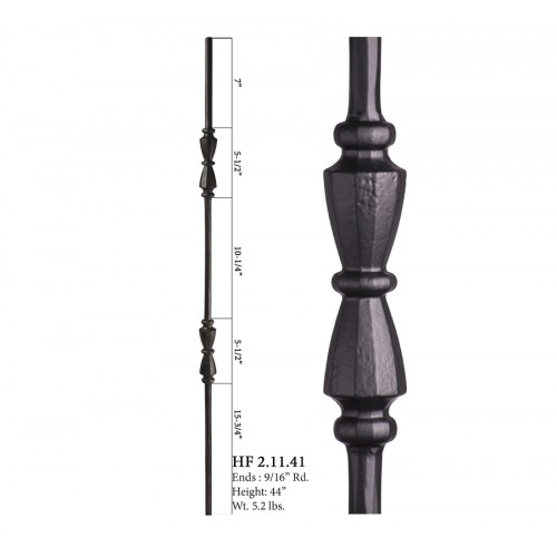 Double Hourglass Round Forged Baluster Satin Black