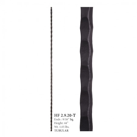 Plain Square Hammered Hollow Baluster Satin Black