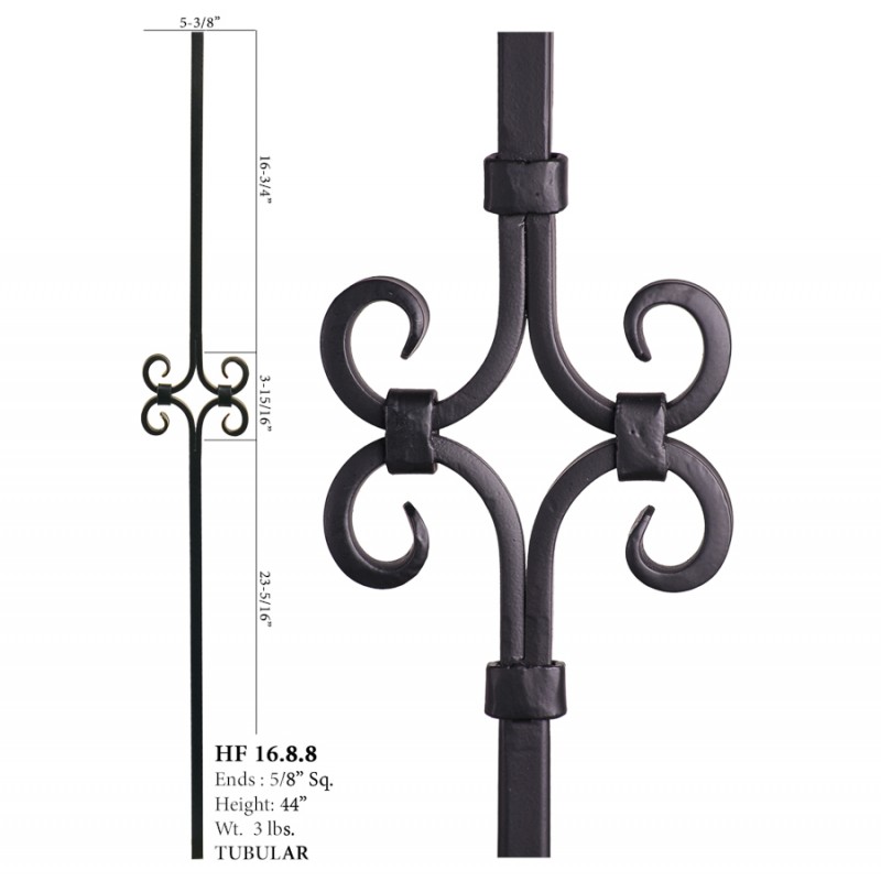 Single Diamond Spiral Hollow Square Bar Satin Black