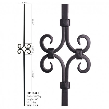 Single Diamond Spiral Hollow Square Bar Satin Black