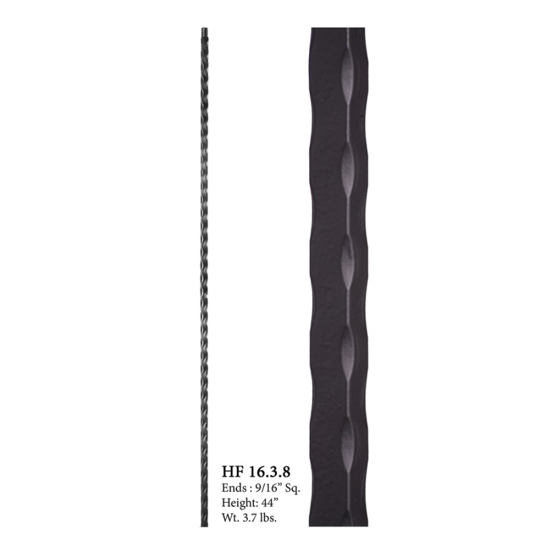 Plain Square Edge Hammered Baluster Satin Black