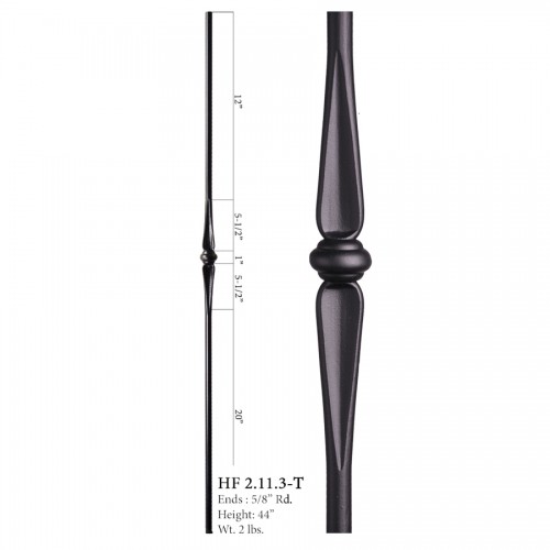 Single Tapered Knuckle Round Hollow Iron Baluster Raw