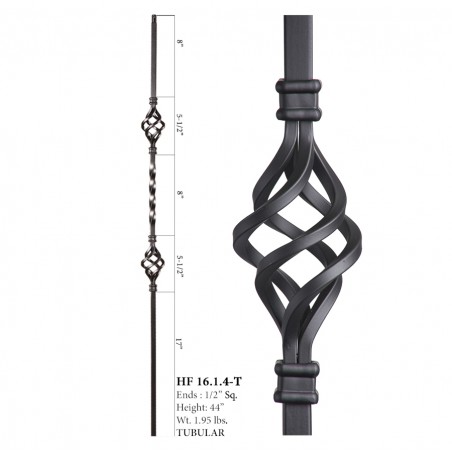 Double Basket Single Twist Hollow Iron Baluster Raw