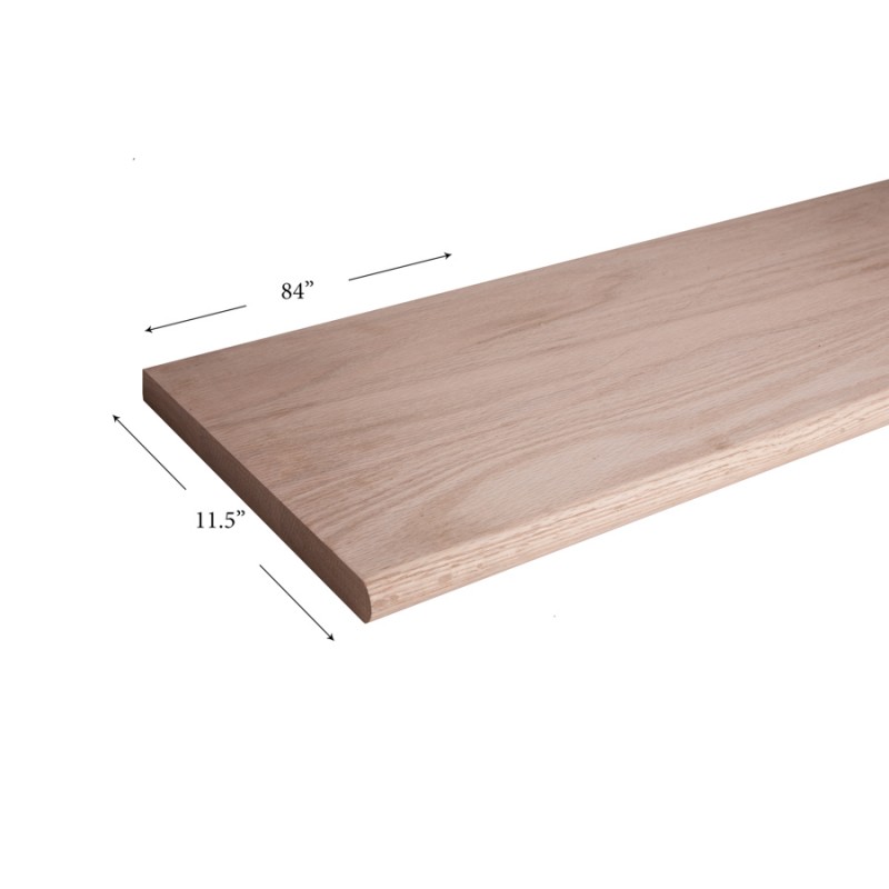 Bull Nose Tread 11-1/2" X 84" Red Oak