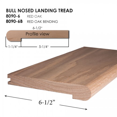Red Oak Bull Nosed Landing Tread