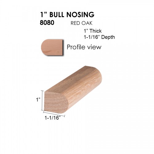 1" Red Oak Bull Nosing Straight