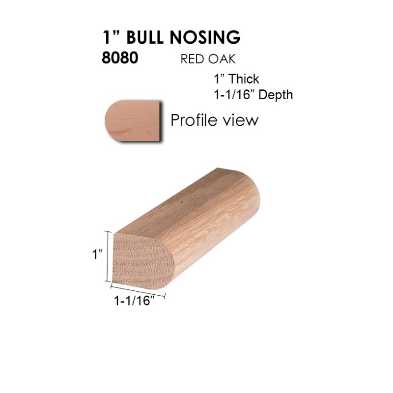 1" Red Oak Bull Nosing Straight