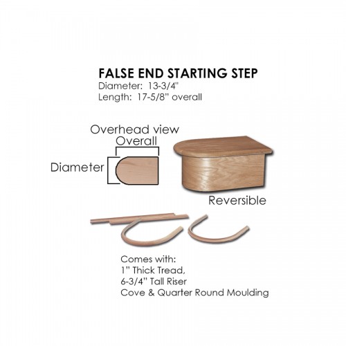 False End Starting Step 17-5/8" Red Oak