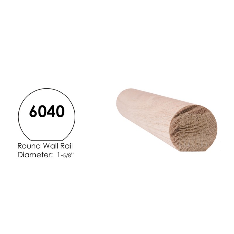 Round Wall Rail Red Oak 12 feet