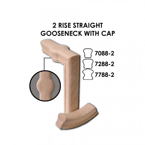 2 Rise Straight Gooseneck with Cap For 6010 Handrail