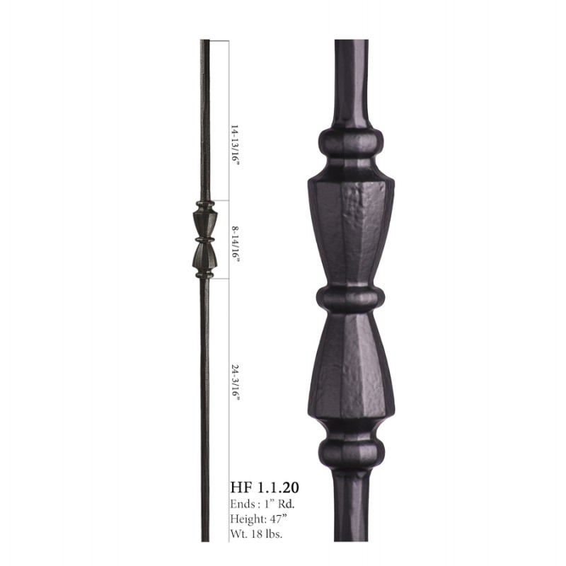 Single Hourglass Round Forged Newel Post Satin Black