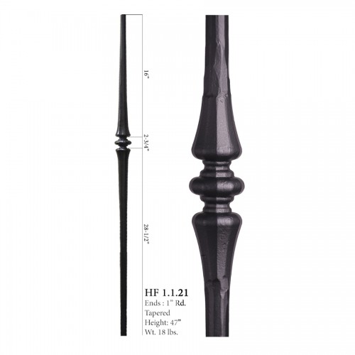 Single Tapered Knuckle Round Forged Newel Post Satin Black
